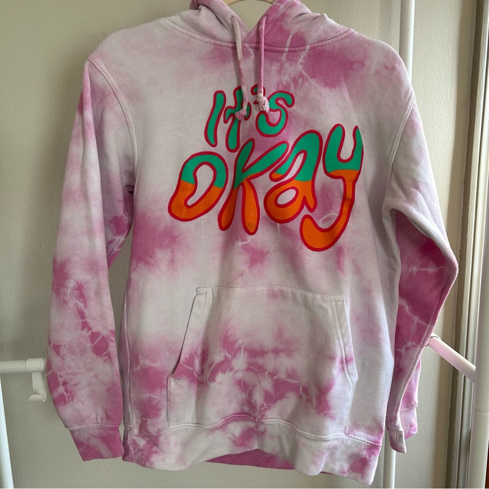 ⭐️ It’s Okay graphic tie-dye pink hoodie